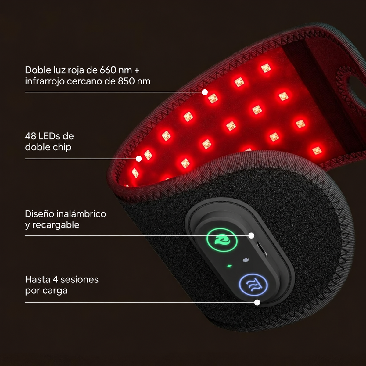 Muñequera de terapia de luz roja Solved
